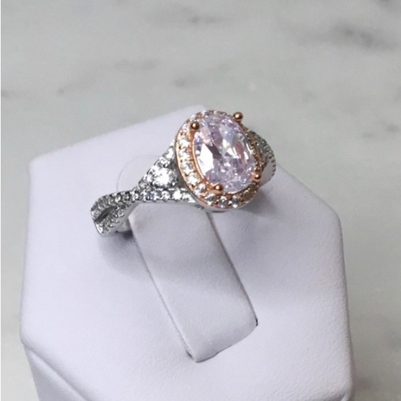 Sterling Silver Two Tone Cz Ring - Picture 4 of 17